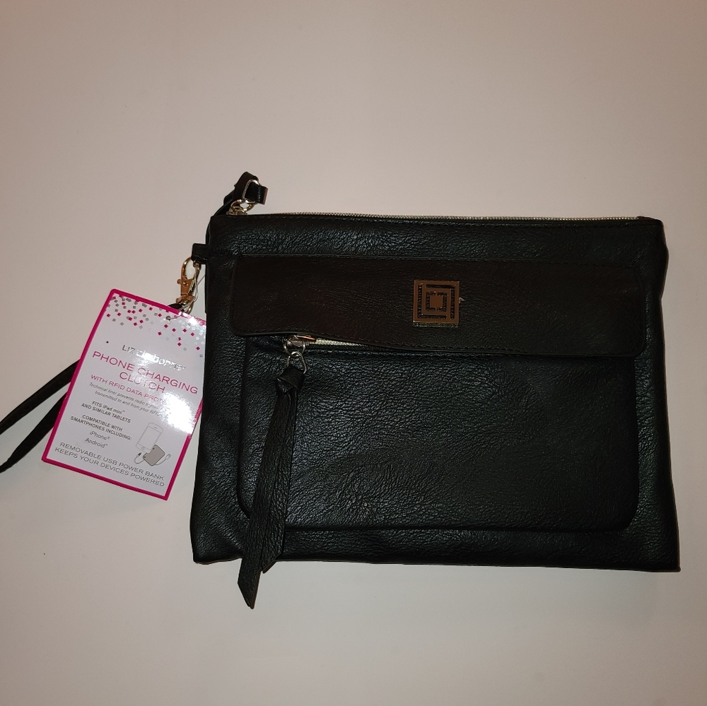 Liz Claiborne Phone Charging Black Wristlet